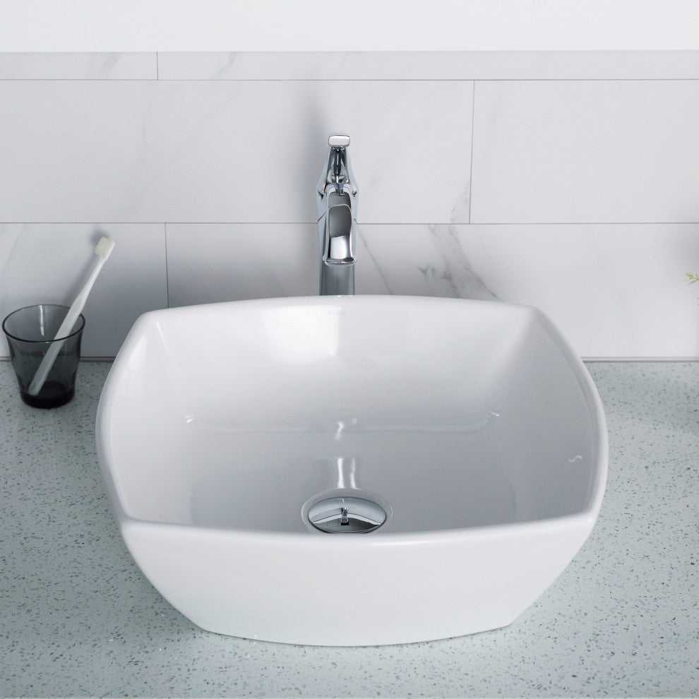 Elavo Ceramic Square Vessel White Sink