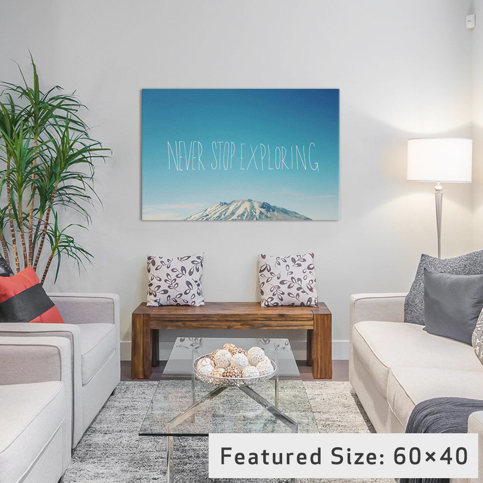 "Never Stop Exploring Gallery" by Leah Flores, 26x18x1.5"