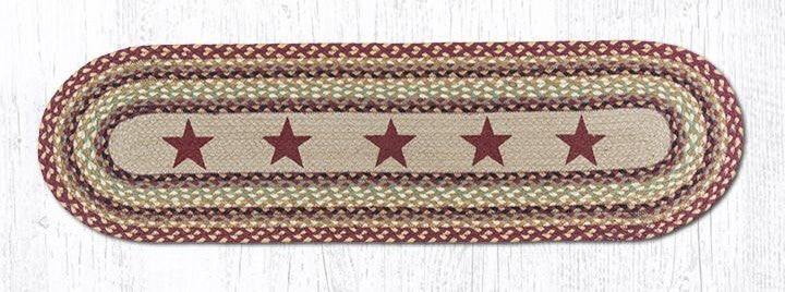 Earth Rugs OP-357 Burgundy Stars Oval Patch Runner 13" x 48"