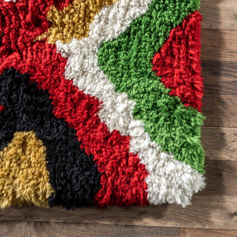 Nuloom Handmade Carnival Shag Area Rug, Multicolor 5'x8'