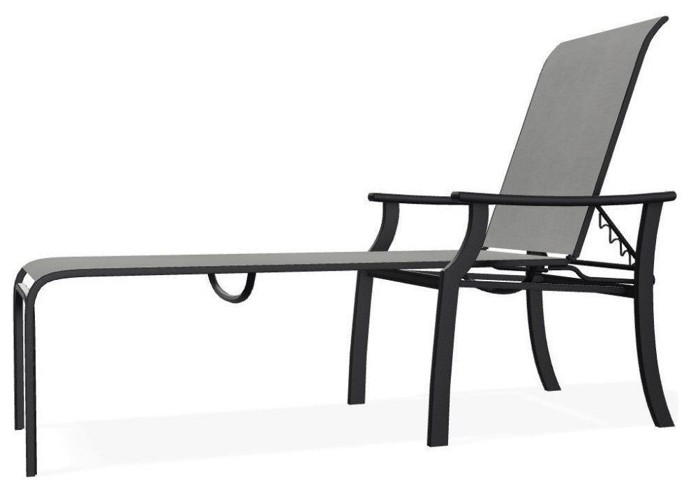 St. Catherine Sling 4-Position Outdoor Chaise Lounge, Alloy/Black