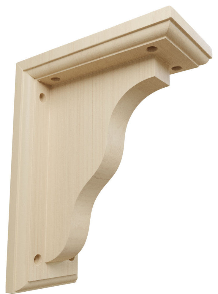 3 1/2"W x 7"D x 9"H Hamilton Traditional Bracket, Rubberwood