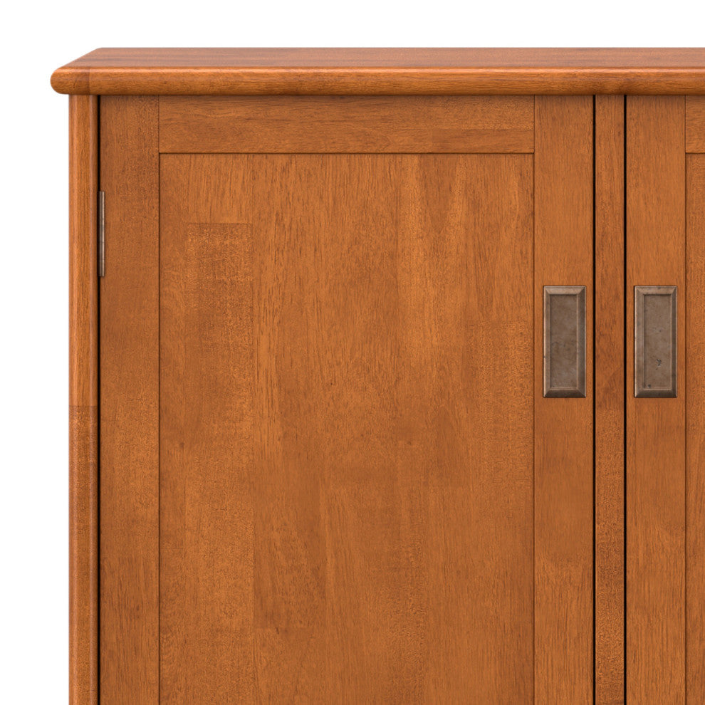 Draper Solid Hardwood Mid Century 4 Door Sideboard Buffet, Teak Brown