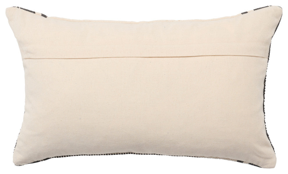 Zita Striped Cream/ Black Down Pillow 13"X21" Lumbar, Down Fill