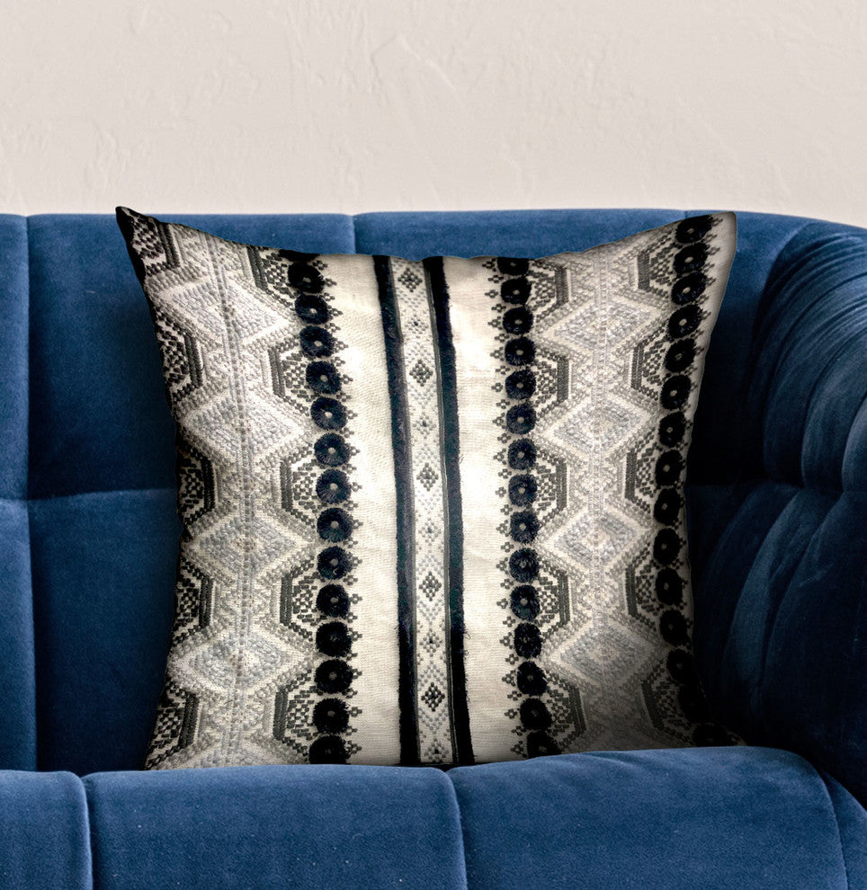 Plutus Scandanavian Stripe Black, White Geometric Luxury Throw Pillow, 18"x18"