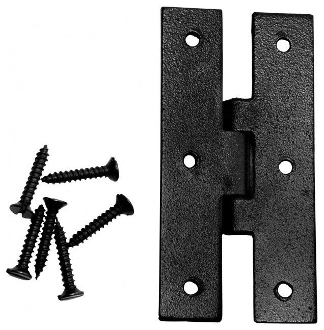 Black H Flush Hinge 3" L Wrought Iron Kitchen Cabinet Door H Straps Pack of 6