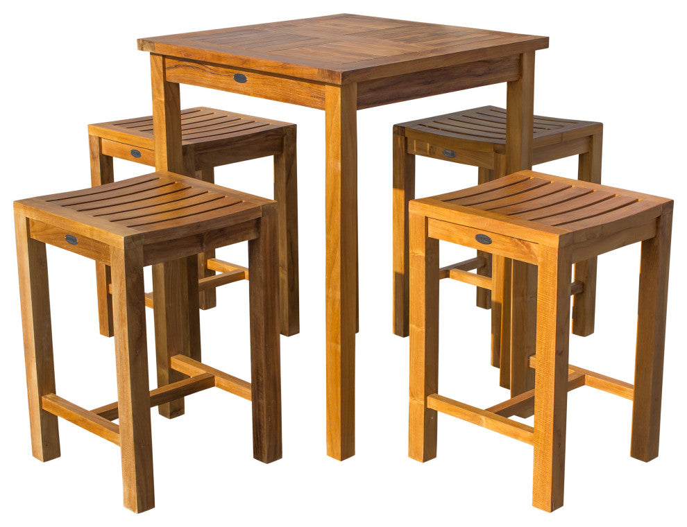 Teak Wood Seville Outdoor Patio Counter Height Bistro Table, 27"