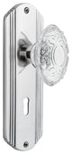 Deco Plate Double Dummy, Keyhole Crystal Victorian Knob, Bright Chrome, DECCVI