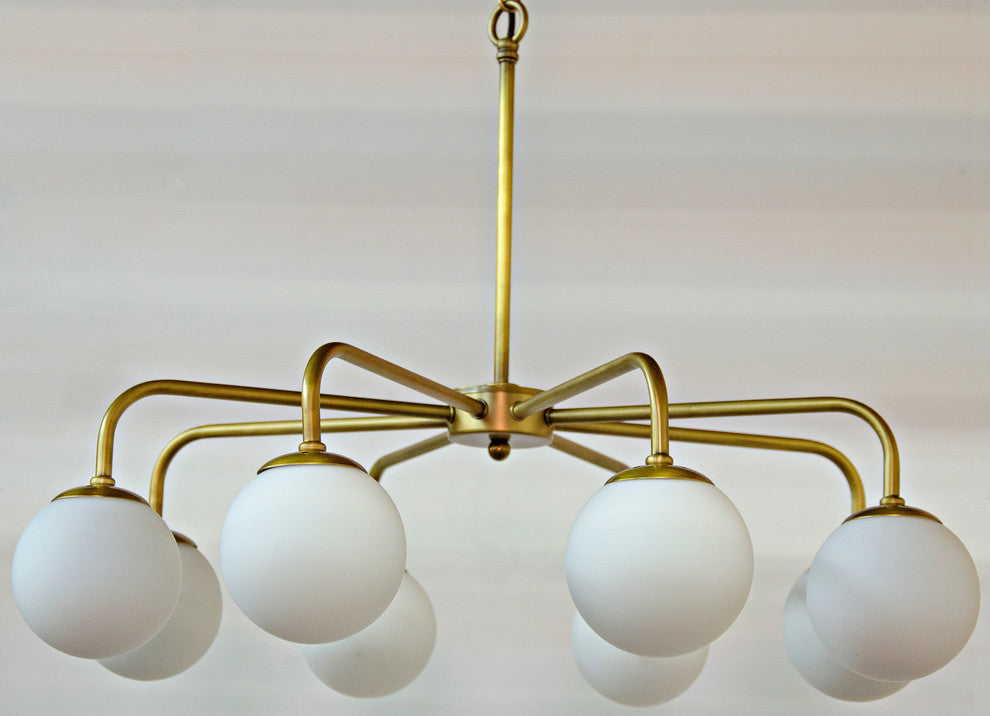 Larenta Chandelier, Antique Brass, Metal and Glass