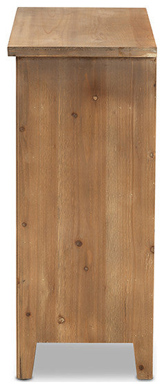 Clement Transitional Medium Oak Finished 3-Drawer Wood Spindle Storage Cabinet