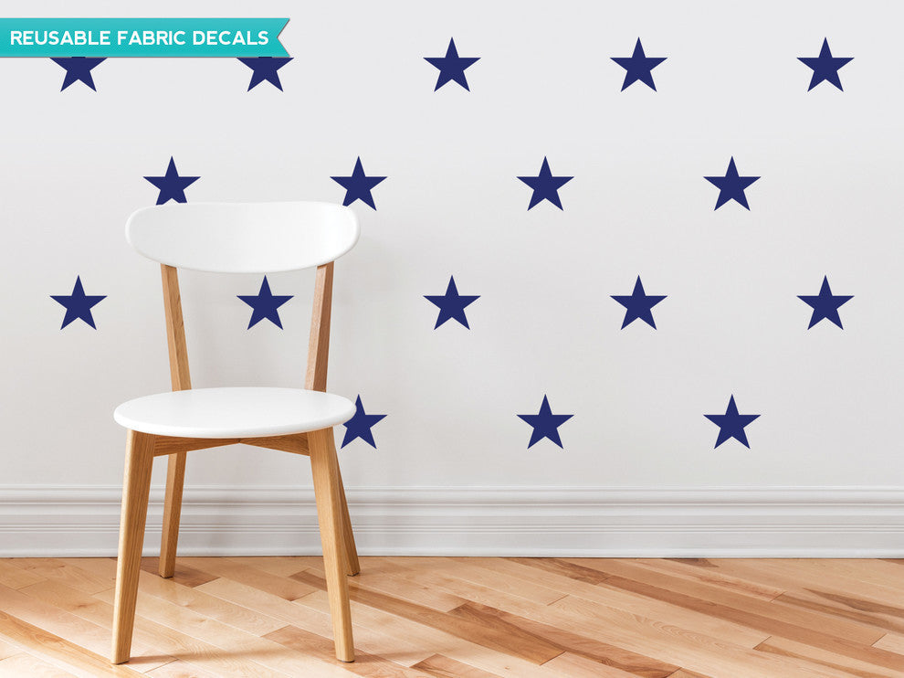Stars Fabric Wall Decals, Set of 30 Stars, Navy