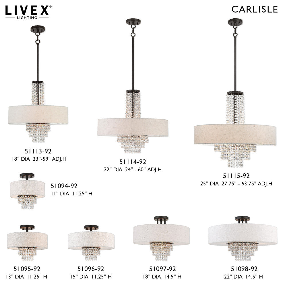 Livex Lighting English Bronze 3-Light Linear Chandelier
