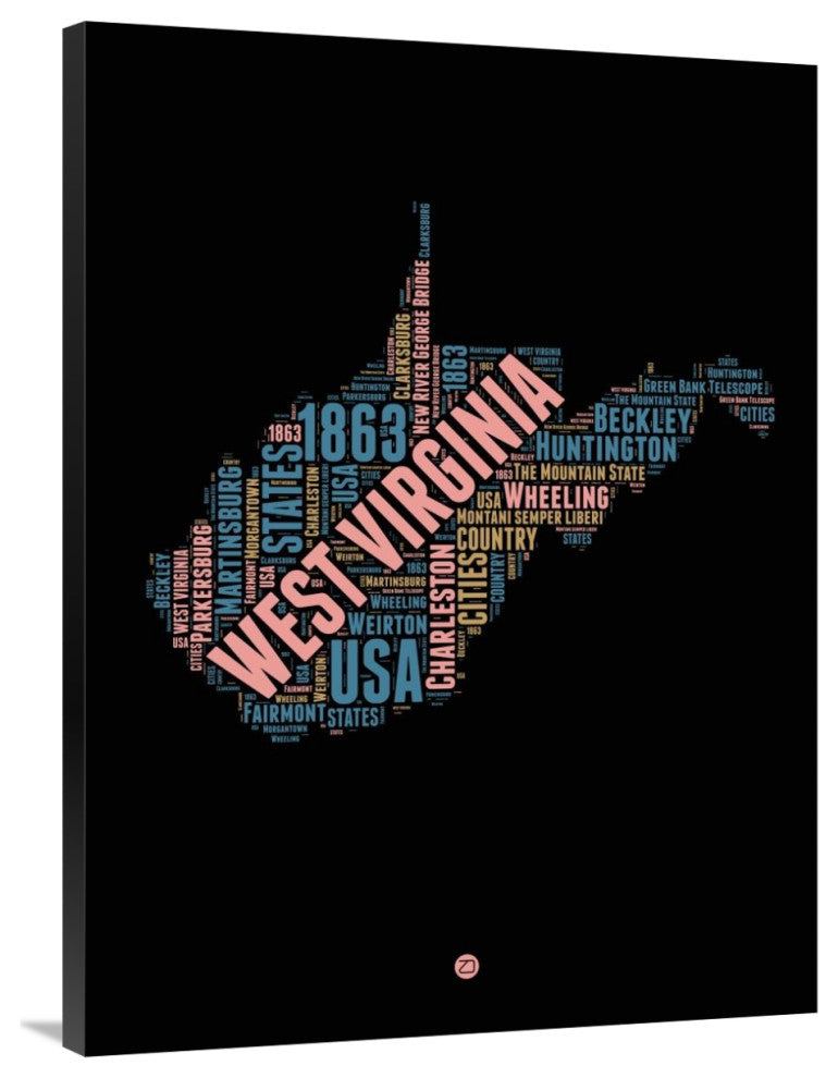 "West Virginia Word Cloud 1" Fine Art Print