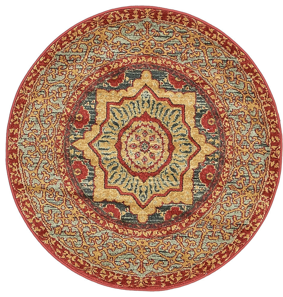 Unique Loom Navy Blue Quincy Palace 3' 3 x 3' 3 Round Rug