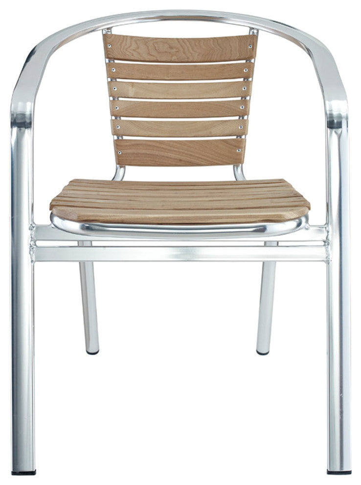 Modern Contemporary Kitchen Metal Dining Armchair Silver, Outdoor and Indoor