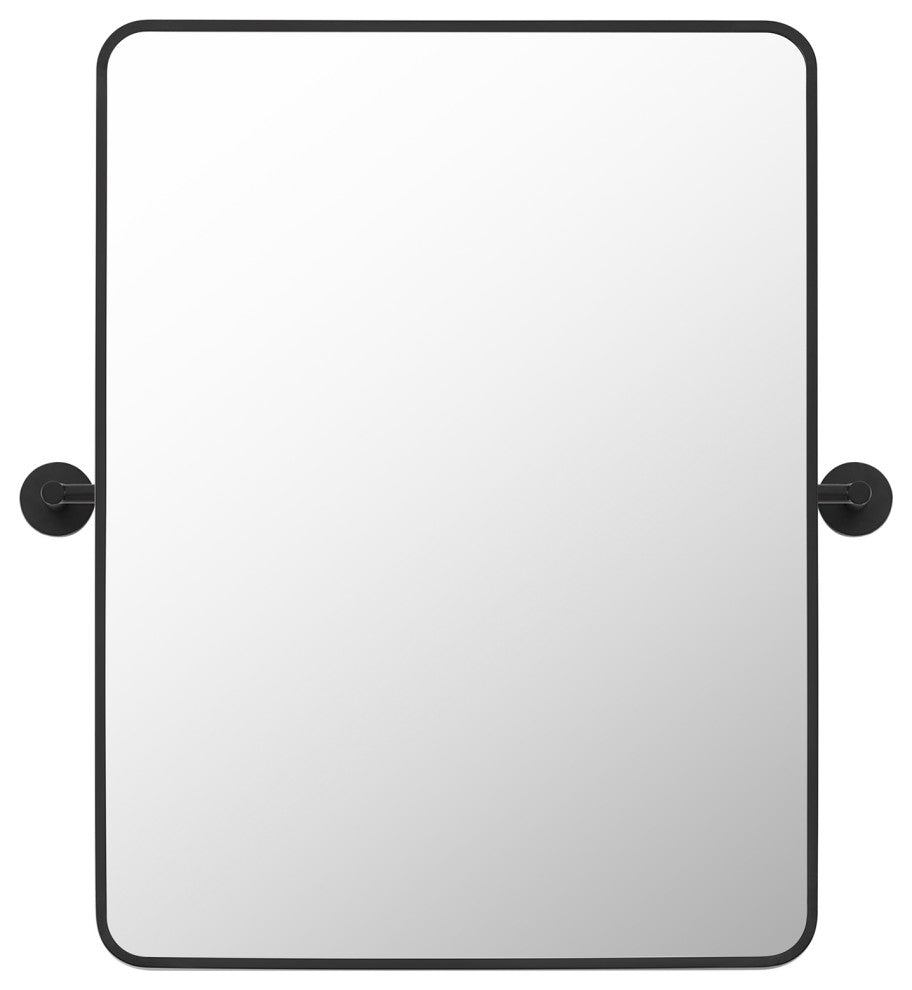 Dieux Rectangular Framed, Matte Black Bathroom Pivot Wall Mirror