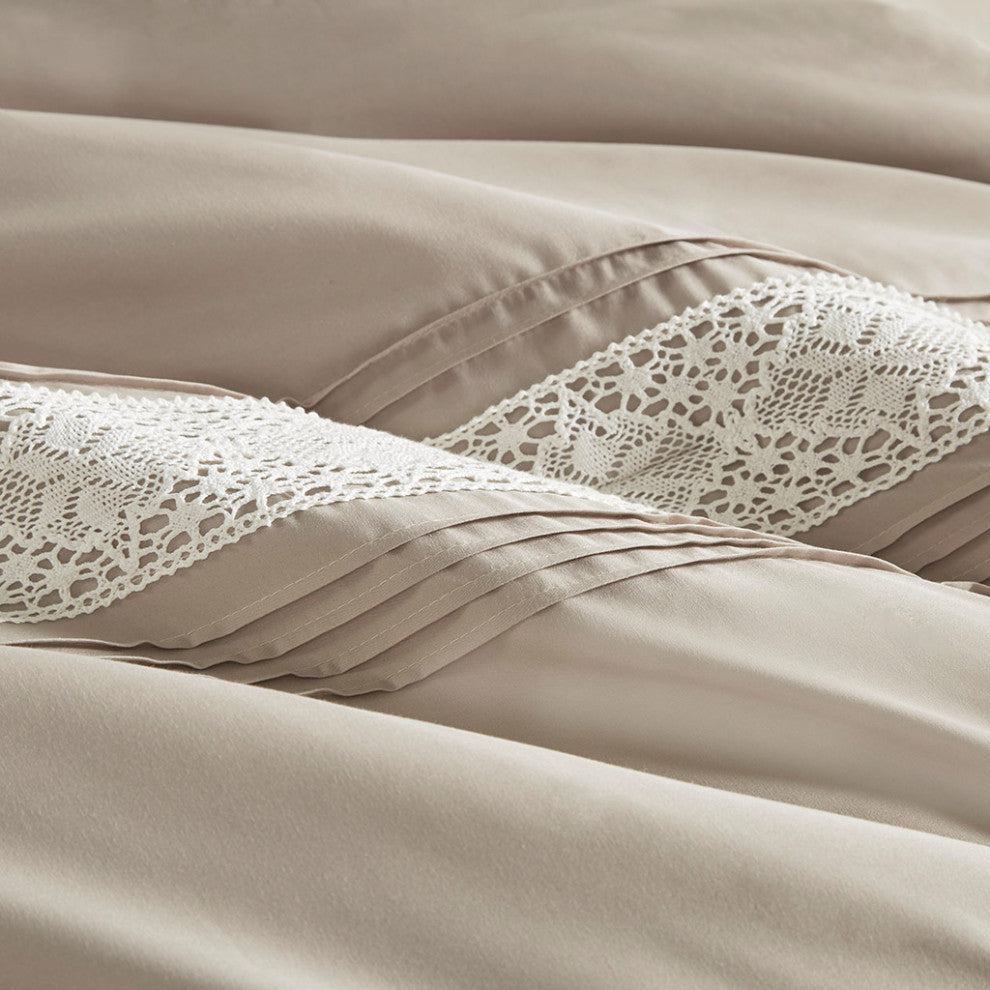 Madison Park Lacey 7 Piece Lace Trim Comforter Set With Throw Pillows