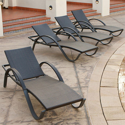 Deco 4 Piece Sunbrella Outdoor Patio Chaise Lounge Chairs