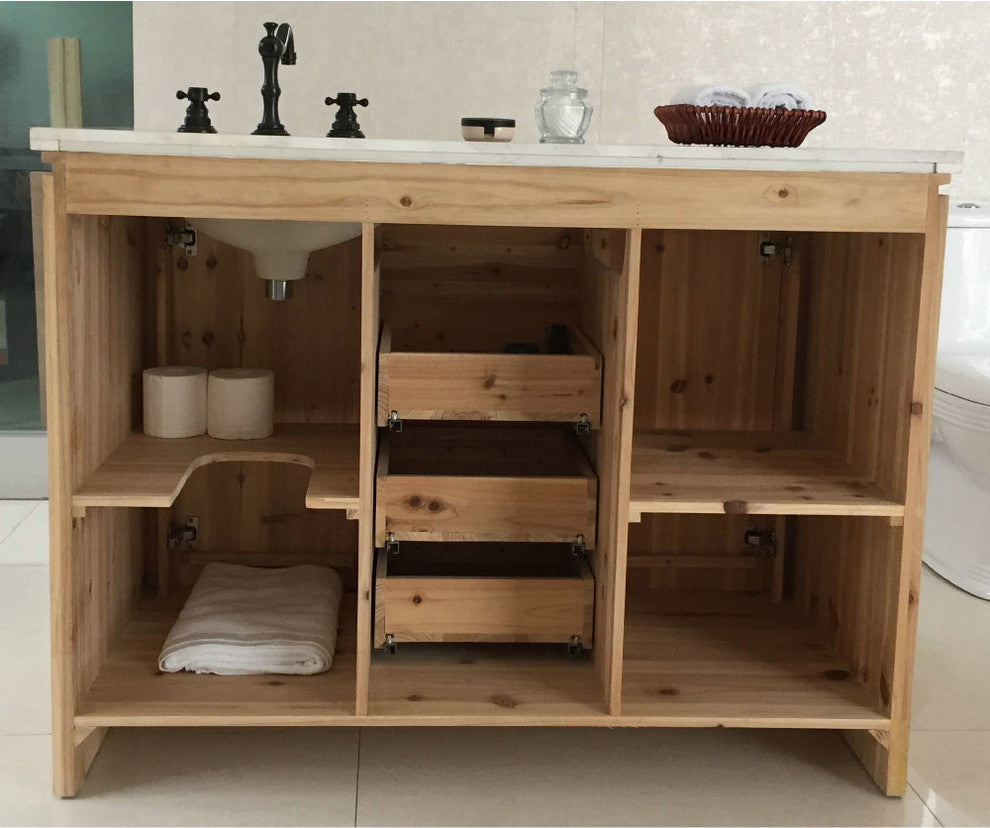 Wallace Solid Fir Single-Sink Vanity, Right Sink, 48", White Top