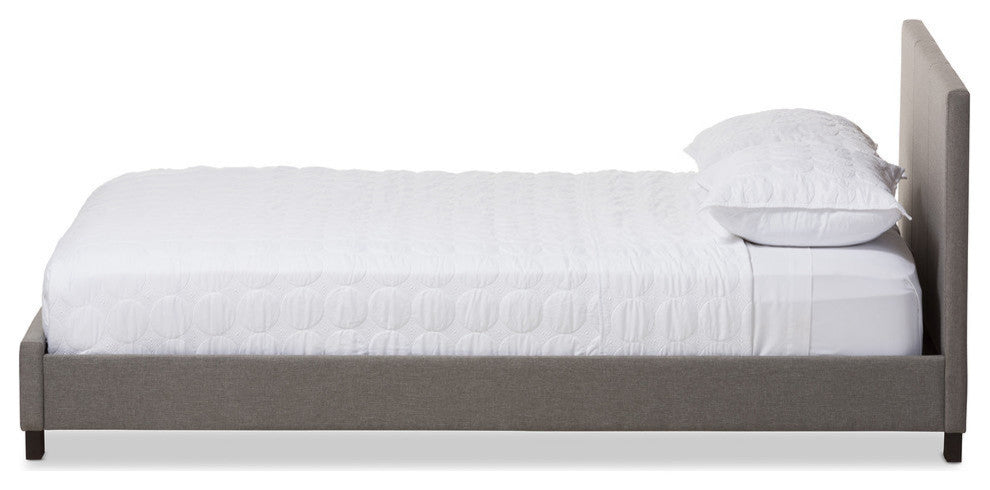 Elizabeth Modern Gray Fabric Upholstered Panel-Stitched Queen Size Platform Bed