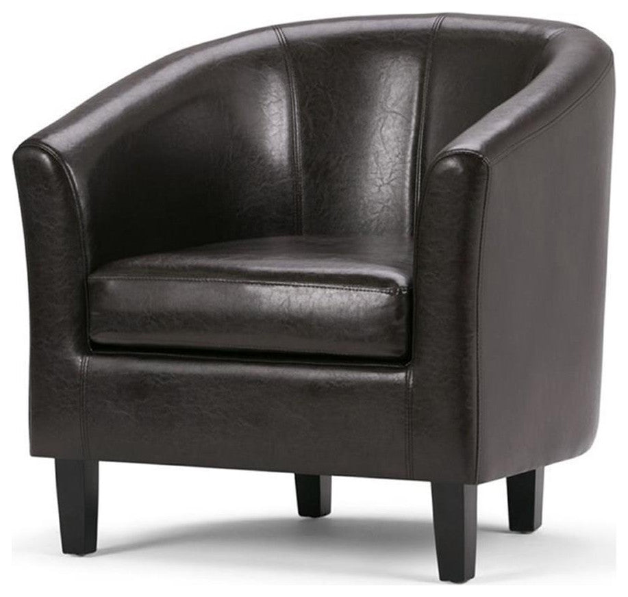 Austin 30 Inch Wide Contemporary Tub Chair In Brown Faux Leather