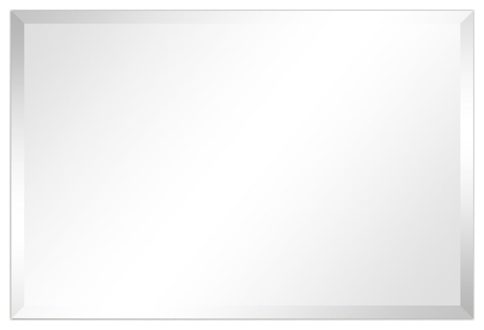 Frameless Beveled Prism Rectangle Wall Mirror, 1" Beveled Edge, 36"x24"