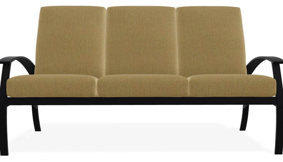 Belle Isle Cushion 3-Seat Outdoor Sofa, Stucco/Black