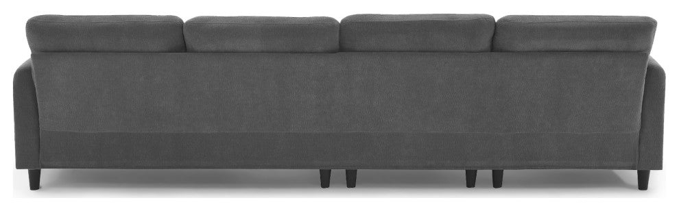 GDF Studio Modern Convertible L-Shaped Sectional Sofa With Ottoman, Gray
