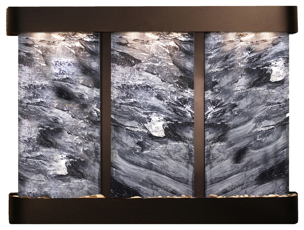 Deep Creek Falls Fountain, Black Marble, Blackened Copper, Round