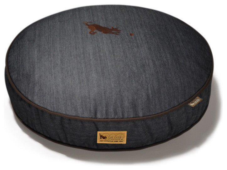 Round Bed Denim, Brown, Large