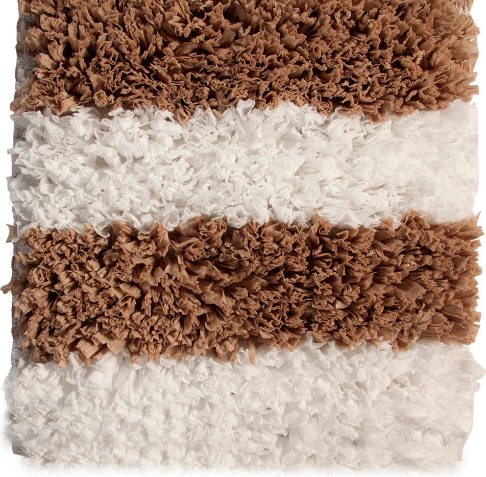 Bath Rug Hand Loom Woven, 2 Piece, 34"x21" and 36"x24", White and Beige, GSF 200