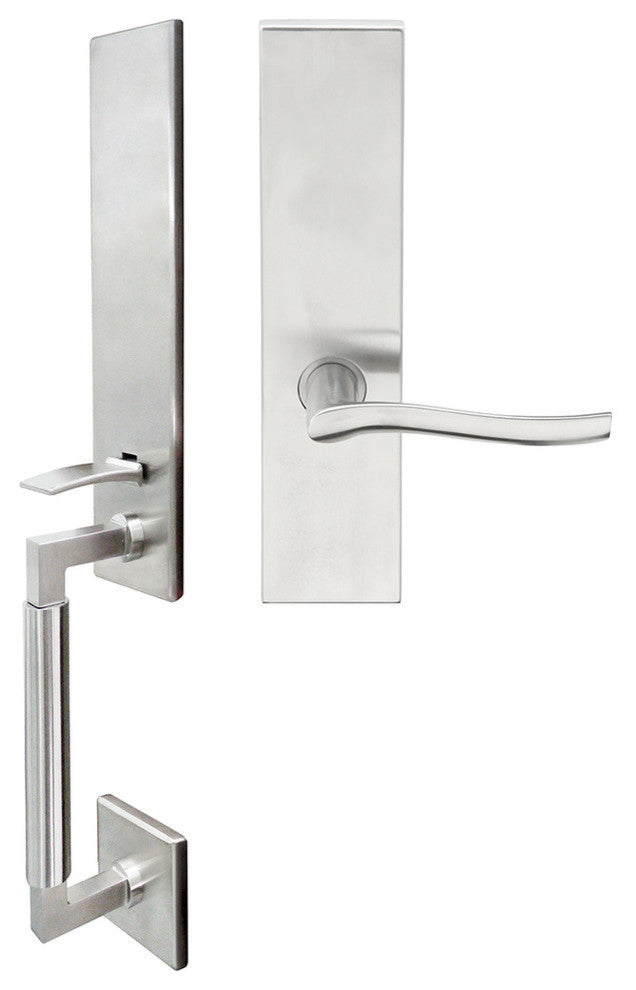 Waterfall Lever, Mortise Full Dummy Handleset, Left Hand, Satin Stainless Steel