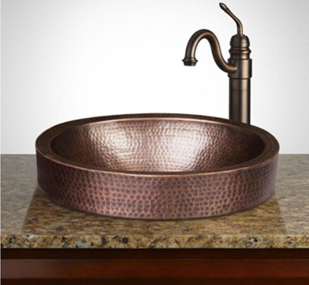 Oval Hammered Copper Bathroom Sink