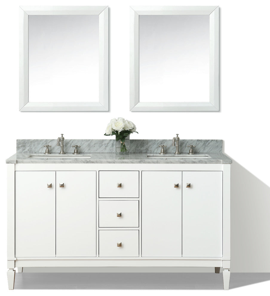 Transitional Framed Mirror, White, 28"