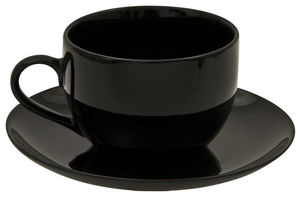 Coupe Coupe Cup and Saucer, Set of 6, Black