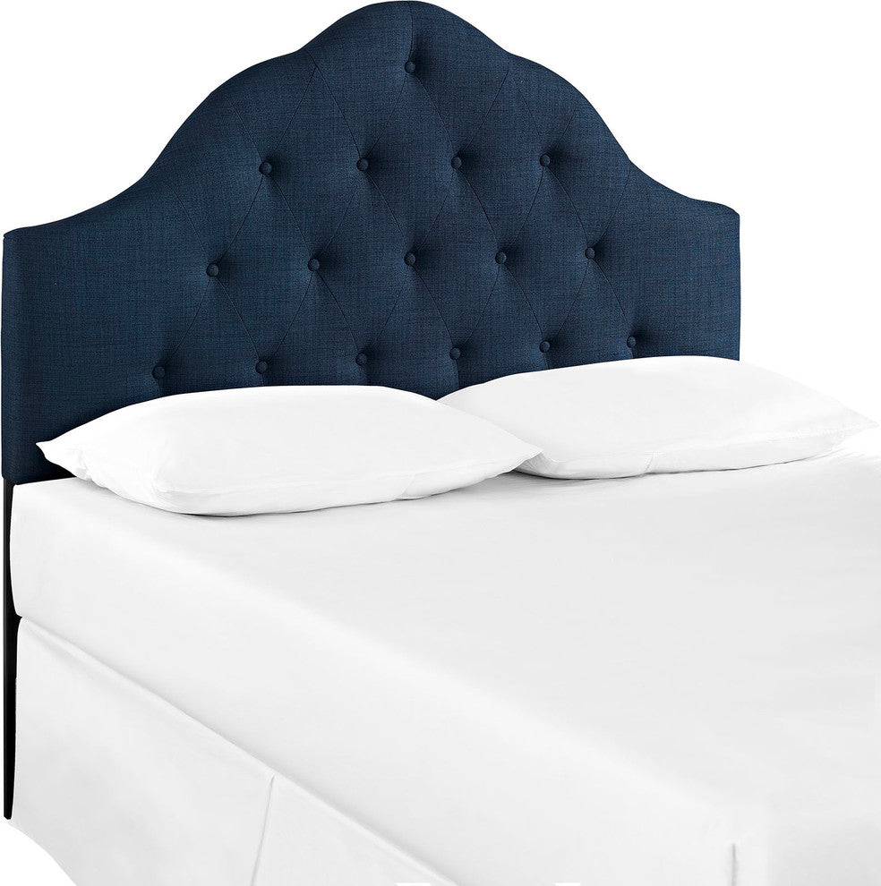 Modern Contemporary King Size Fabric Headboard, Blue, Fabric