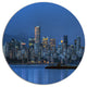 Vancouver Downtown In Evening, Cityscape Wall Disc Metal Artwork, 11"