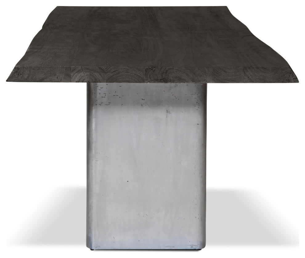 Brooks-Dining Table-Cast Slab Base-40"x92"-Ebonized Top-Antique Nickel