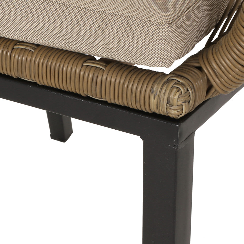 Fromberg Outdoor Wicker Dining Chair with Cushion, Set of 2