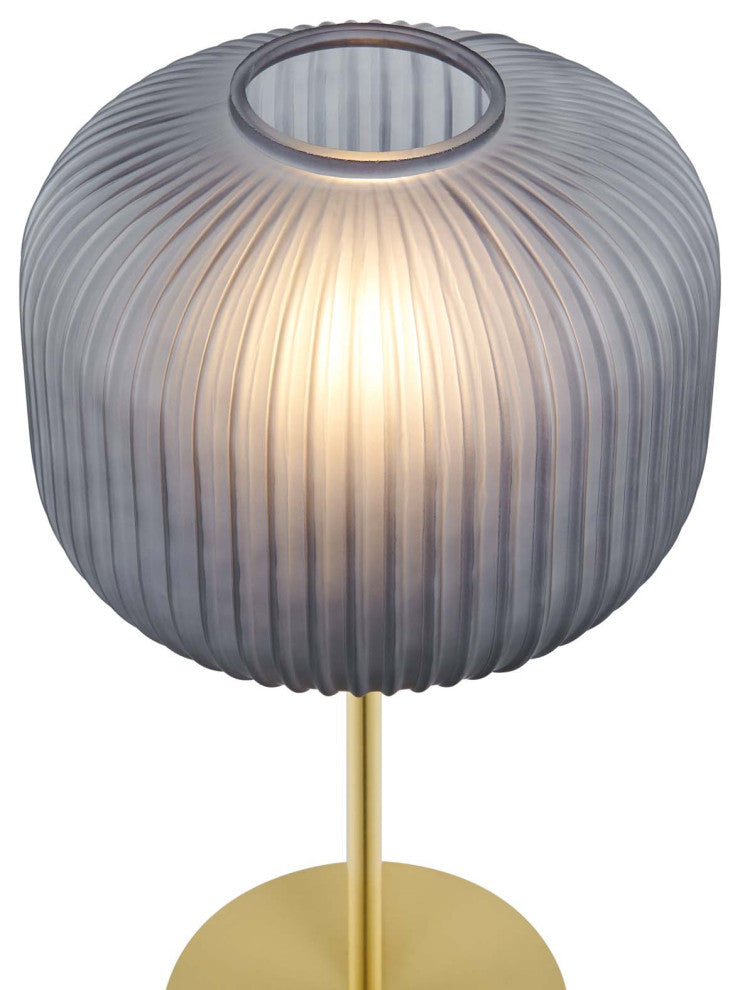 Reprise Glass Sphere Glass and Metal Table Lamp, Black Satin Brass