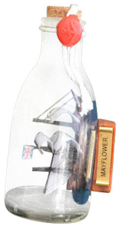 Mayflower Ship in a Glass Bottle Christmas Tree Ornament