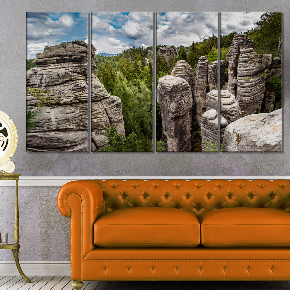 "Beautiful Rocks in Bohemian Paradise" Landscape Wall Art, 4 Panels, 48"x28"