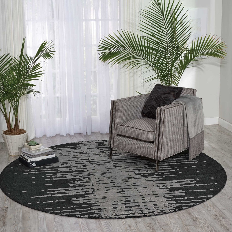 Nourison Twilight 8' x Round Flint Modern Indoor Area Rug