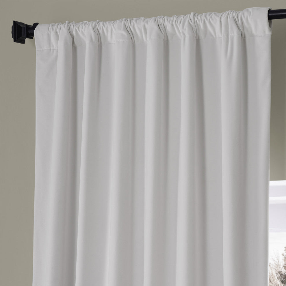 Signature Plush Velvet Blackout Curtain Single Panel, Misty White, 50"w X 84"l