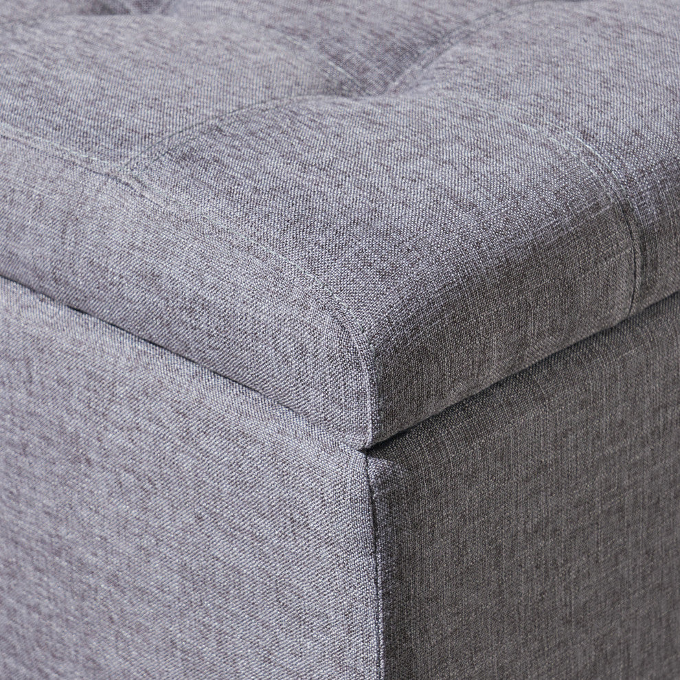 GDF Studio Sterling Fabric Tufted Storage Ottoman, Gray