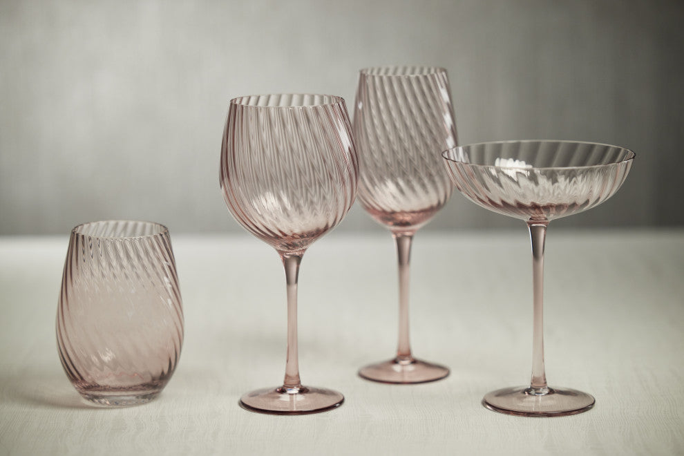 Sesto Optic Swirl White Wine Glasses, Set of 4, Lilac