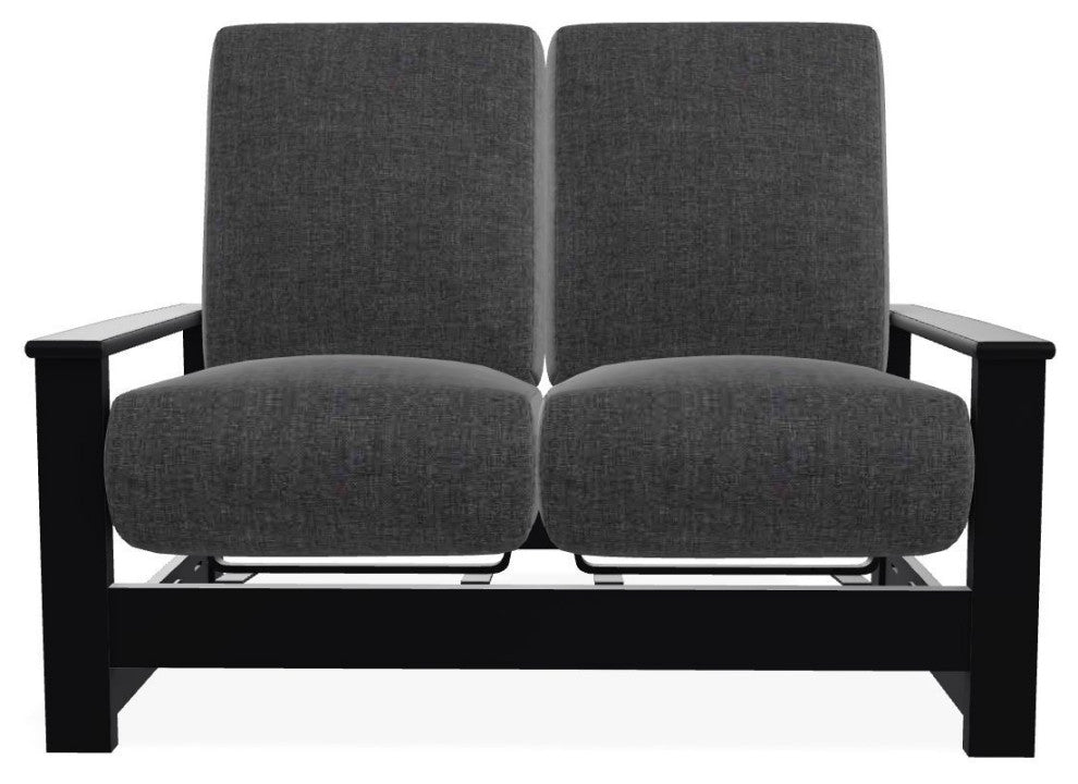 Leeward Deep Seat Outdoor Loveseat with Hidden Motion, Slate/Black