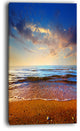 "Cloudy Skies With Vibrant Seashore" Modern Beach Canvas Art Print, 16"x32"