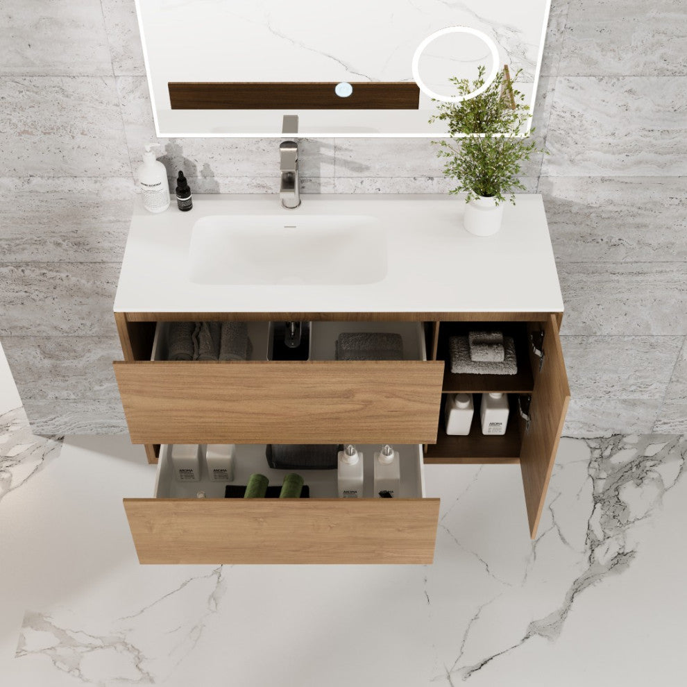 Eviva Prancer 36" Oak Wall Mount Bathroom Vanity