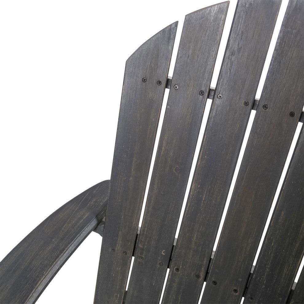 GDF Studio Vivian Outdoor Acacia Wood Adirondack Loveseat, Dark Gray